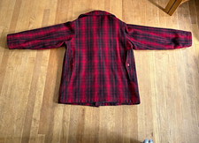 Woolrich 503 Men’s Red/Black Plaid Wool Lined Jacket, Size 44, Button Pockets picture