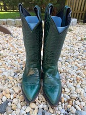 VINTAGE Justin Turquoise Cowboy Boots Womens 8, medium width. Made in the USA. picture