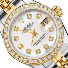 26mm Rolex Datejust 69173 18K Gold Diamond Mother of Pearl Dial Steel Woman's Wa picture