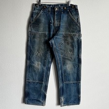Carhartt B07 DNM faded blue denim double knee work wear carpenter pants picture