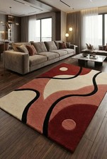 Abstract Hand Tufted Wool Rug, Modern Geometric Area Rug, Contemporary Carpet picture