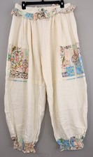 Pol Baggy Jogger Pant Small Floral Ruffle Waistband Waffle Knit Guazy Boho New picture