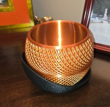3D‑Printed Modern Planter Set – Medium Size – Red Copper/Black – Pot + Saucer picture