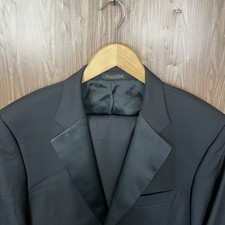 Gianni Manzoni 2 Piece Tuxedo Suit Mens 40R 36x29 Black Solid Wool Double Vented picture