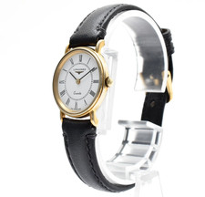 Vintage [N MINT] LONGINES 153 6950 White Roman Dial Gold 22mm Ladies Watch JAPAN picture