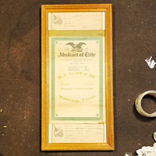 H.F. Kline & Co 1902 Abstract of Title Document Framed Wakeeney Kansas picture