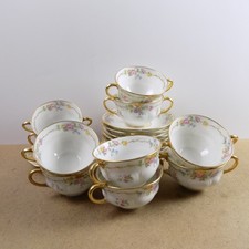10 GDA Chas Field Haviland Limoges Porcelain Bouillon Cups & Saucers Schleiger picture