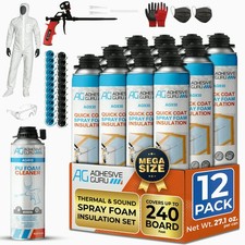 QuickCoat Closed Cell Spray Foam Insulation Kit for Wall–12x32.8oz(930g) Covers picture