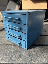 Vtg. Metal 4 Drawer Blue Steel Industrial Small Parts storage Organizer Cabinet picture
