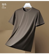 Summer fashion Men's Silk T-Shirt Short Sleeve Luxury Soft Breathable Tee Hot picture