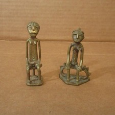 Vtg Authentic African Tribal Brass Sitting Figurine Lost Wax Cast Gold Weight 3
