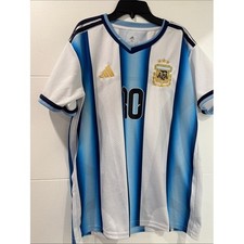 Adidas Argentina Messi 10 Jersey Mens XL Blue White Striped Soccer Shirt picture