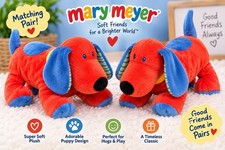Mary Meyer Red Blue Puppy Dog Plush Stuffed Animals Matching Pair Vintage picture