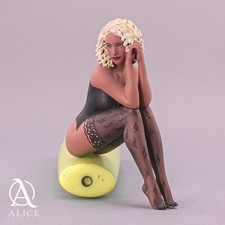 Painted resin figure. Blonde Woman girl sexy in stockings 1/18 1/24 1/32 1/43 picture