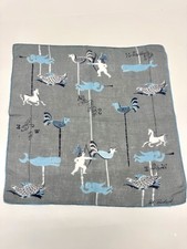 Vtg Pat Prichard Fine Cotton Handkerchief MCM Fabric Designer 1950's Blue Gray picture