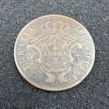 1866 AZORES-Portuguese 20 Reis HIGH GRADE Copper Coin-KM#15-LUIZ-Mintage=150,000 picture