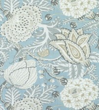 THIBAUT CURTAIN FABRIC DESIGN Mitford 3.35 METRE AQUA 100% LINEN PARAMOUNT COLL picture