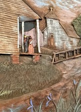 Vintage Louisiana Creole Scene Wood Graph, Kay Glenn Folk Art Southern 12 X 18” picture