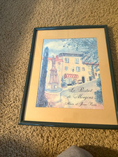 Vintage French “Le Bistrot de Mougins” Signed Artwork – France -Alain & Jean picture