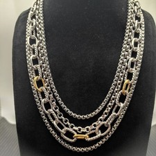 David Yurman Madison Chain Necklace 925‑Silver 18K‑Gold Two‑Tone Cable Link 19.6 picture