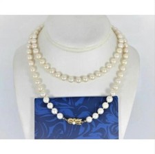 Elegant 20inch Huge 9-10mm south sea round white pearl necklace 925s picture