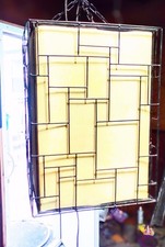 Vintage Mid Century Modern Geometric Swag Lamp Pendant Light Metal Resin 1960s picture