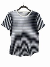 LULULEMON Women's Blue/White Stripe Short Sleeve Love Curved Hem T-Shirt Size 6 picture