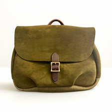 Filson Green Suede Satchel Messenger Bag Brass Buckle Closure Detachable Strap picture