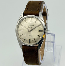 Vintage 1950s WAKMANN Ultra-Flat Silver Tone 17 Jewel Automatic Watch, 34mm Runs picture