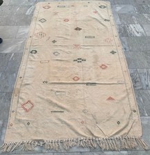 Vintage Moroccan Barber: Silk Area Kilim, Traditional Carpet (4x8 ft.) picture