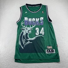 Vintage Adidas Milwaukee Bucks Ray Allen Jersey Mens XL Green Stitched Swingman picture
