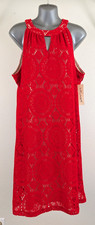 New Tacera sz L Shift Dress red lined sleeveless tank 2529 picture