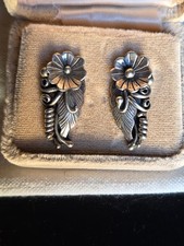 Vintage native american sterling airings signed By BJ  picture