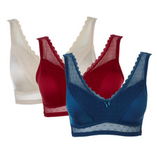 Rhonda Shear Mesh Dot Pin-Up Bra 3 Pack w/Removable Pads 514-144 , Size XL picture