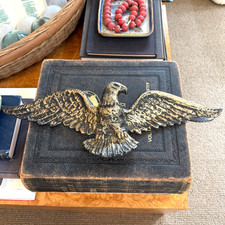 VTG Cast Metal Brass Tone American Eagle Hanging Wall Plaque Federal Americana picture