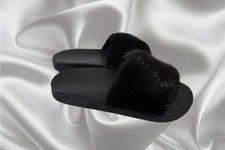 GIVENCHY Black Finnish Mink fur rubber comfort mold slides (EU 37) Made in Italy picture