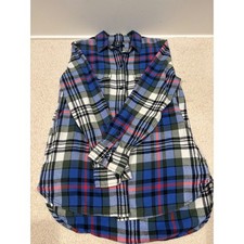 Madewell Ex-Boyfriend Plaid Flannel Shirt Blue Green Red Pockets E4756 XS picture