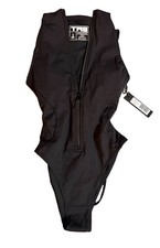 TA3 Swim Sleeveless Hi Cut Surfy One Piece Swimsuit Black  Size S-Short NWT picture