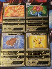 Thicc Charizard Pikachu Venusaur & Blastoise Collectible Metal Card Display Only picture