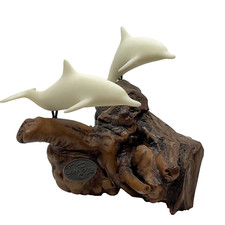 John Perry Dolphins on Burlwood Sculpture Figurine picture