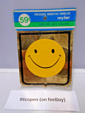 Vintage 1960s Pressure Sensitive Mylar Smiley Face Hippie Sticker 3