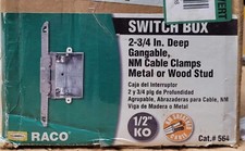 Hubbell-Raco #564 2-3/4 Deep Gangable Switch Box, NM Clamps - 25pk - NEW picture