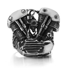 MENDEL Mens Motorcycle Biker Engine Ring Stainless Steel Size 8 9 10 11 13 14 15 picture