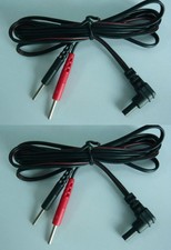 2 TENS Unit Lead Wires FITS COMPATIBLE w/ iReliev ET-1313 and ET-7070 EMS TENS picture