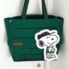 2026 New Starbucks Snoopy Tote Bag GREEN Canvas Shoulder Bag picture