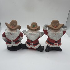 3 Small Hand Painted Cowboy Christmas Santa Clause 3