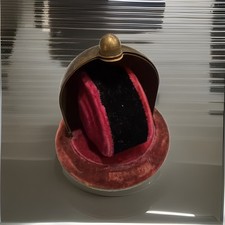 Antique Victorian Art Nouveau Brass Dome Pocket Velvet Watch Display Case Lovely picture