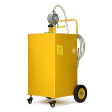 30 Gallon Fuel Caddy with Manual Pump 4-Wheel Steel Tank for Cars Trucks Boats picture
