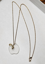 Vintage AVON 1978 Gold Tone Chain FROSTED APPLE Pendant 28
