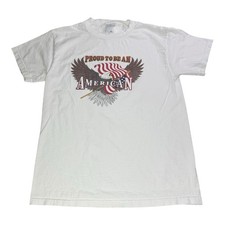 Vintage 90s Kids Proud To Be An American Eagle Flag T-Shirt Youth XL USA picture